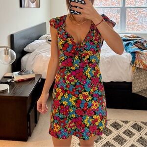 Zara XS vibrant flora dress
